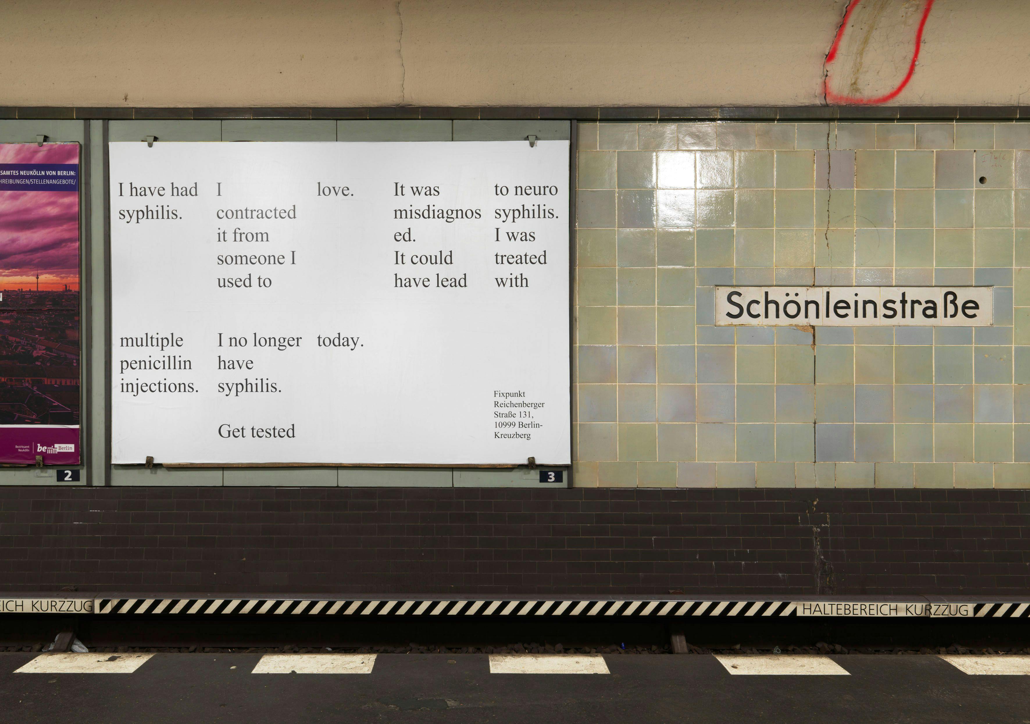 Syphilis Public Service Announcement (Schönleinstraße U-Bahn Subway Station) in Collaboration with Fixpunkt Clinic, 
